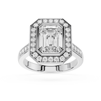 Emerald Cut Lab Diamond Halo Engagement Ring