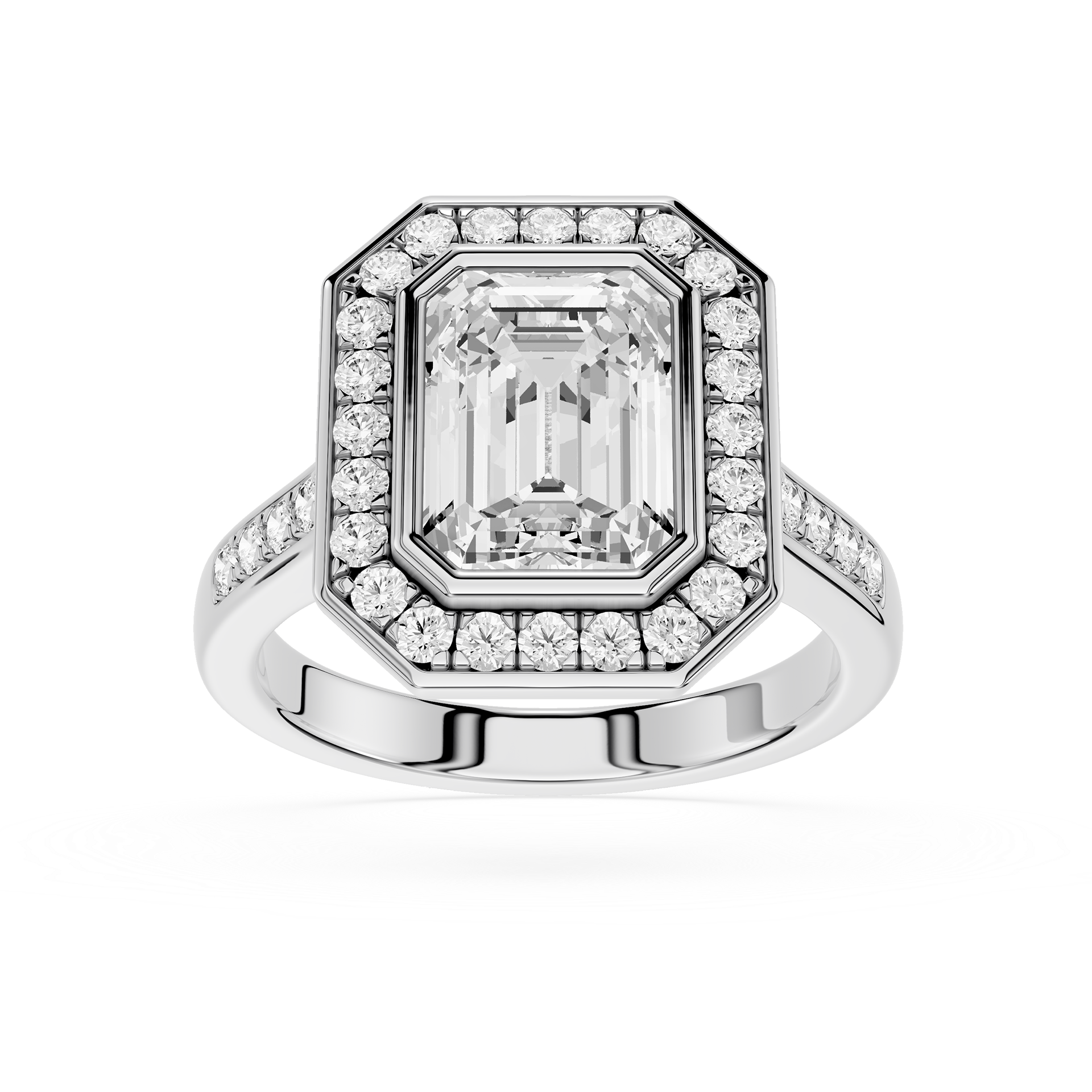 Emerald Cut Lab Diamond Halo Engagement Ring