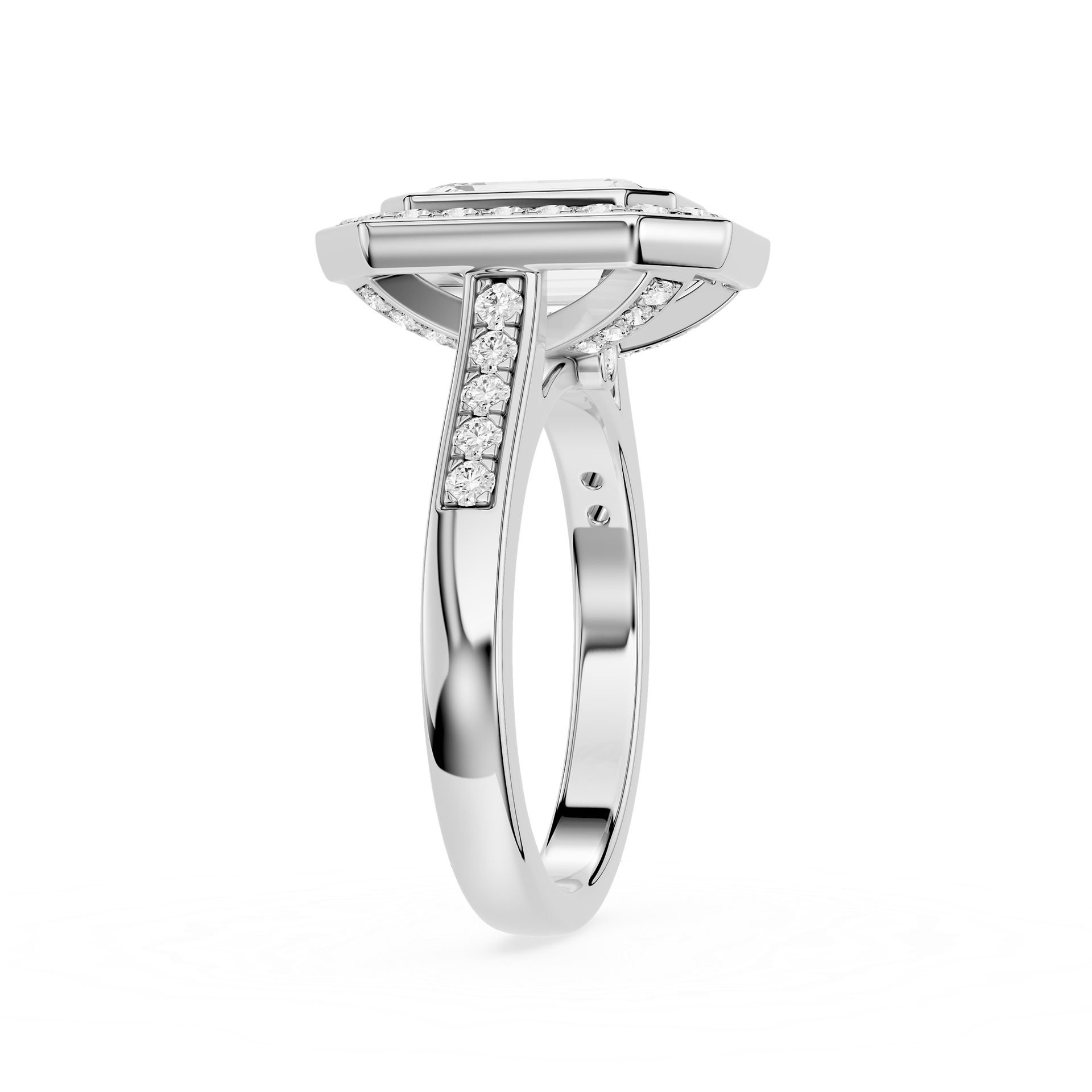 Emerald Cut Lab Diamond Halo Engagement Ring