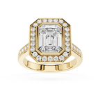 Emerald Cut Lab Diamond Halo Engagement Ring
