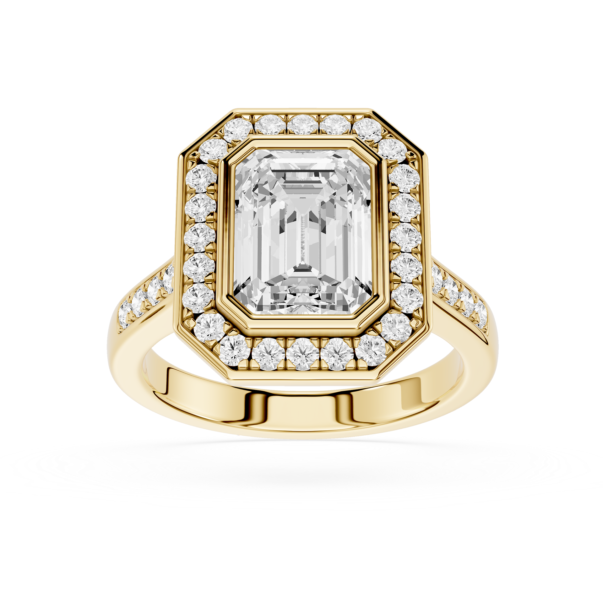 Emerald Cut Lab Diamond Halo Engagement Ring
