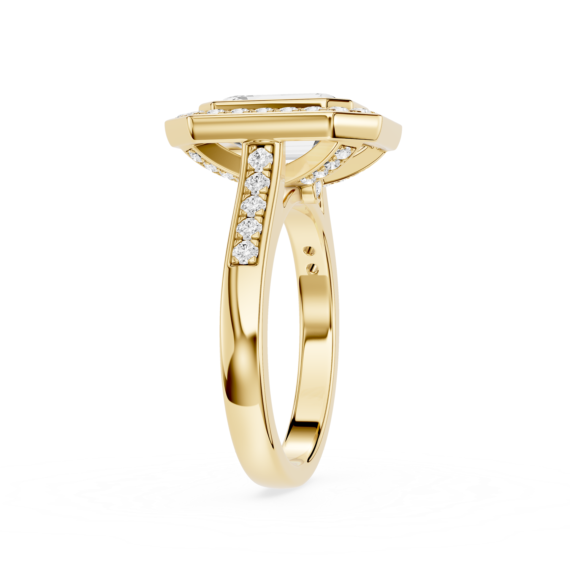 Emerald Cut Lab Diamond Halo Engagement Ring
