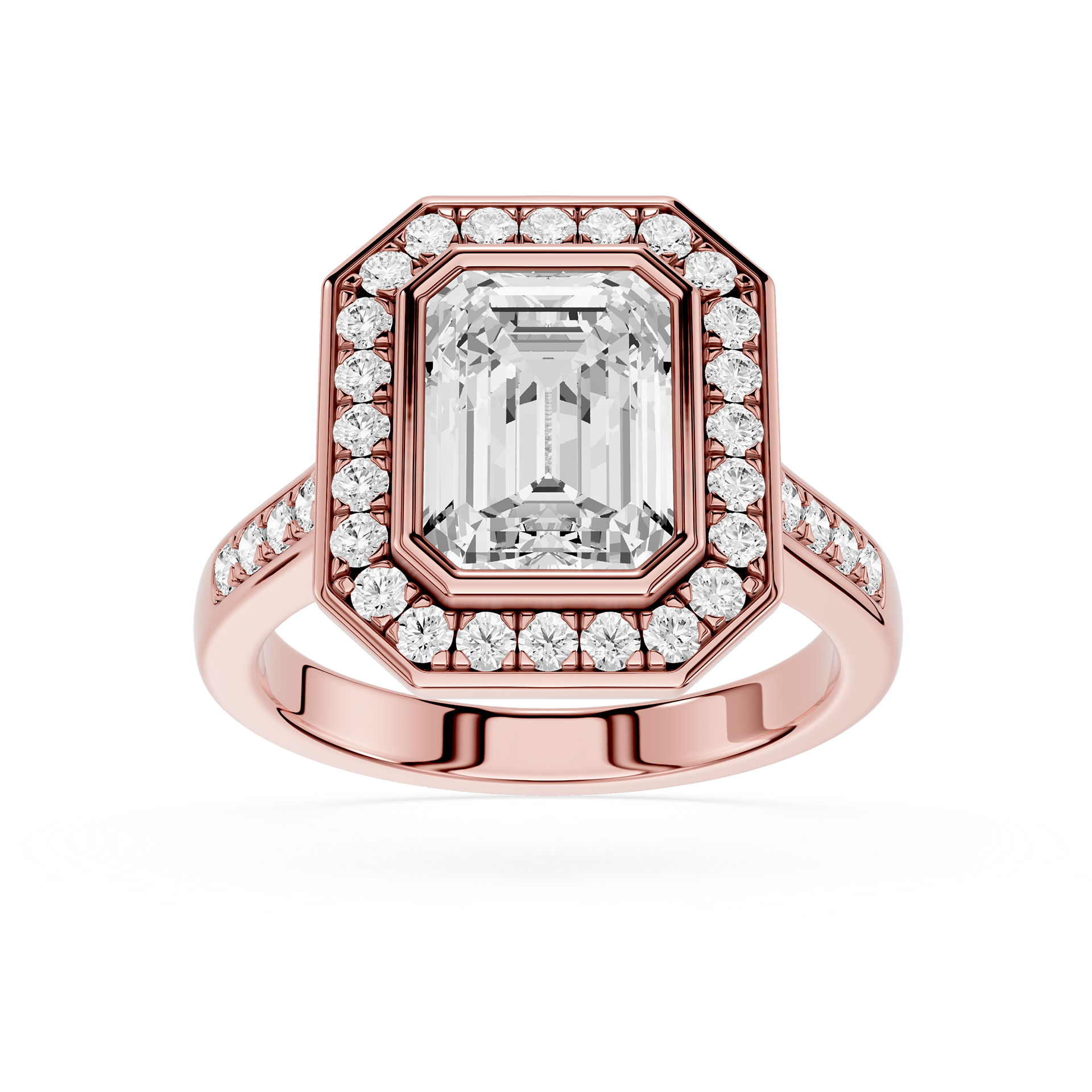 Emerald Cut Lab Diamond Halo Engagement Ring