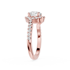 Round Cut Lab Diamond Twisted Halo Engagement Ring