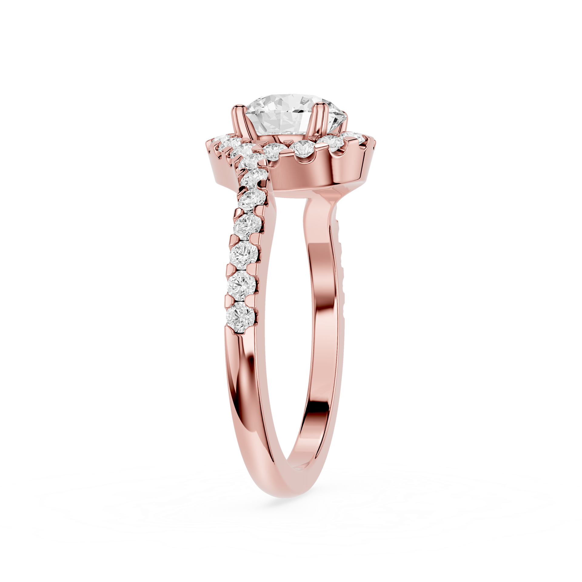 Round Cut Lab Diamond Twisted Halo Engagement Ring