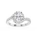 Round Cut Lab Diamond Twisted Halo Engagement Ring