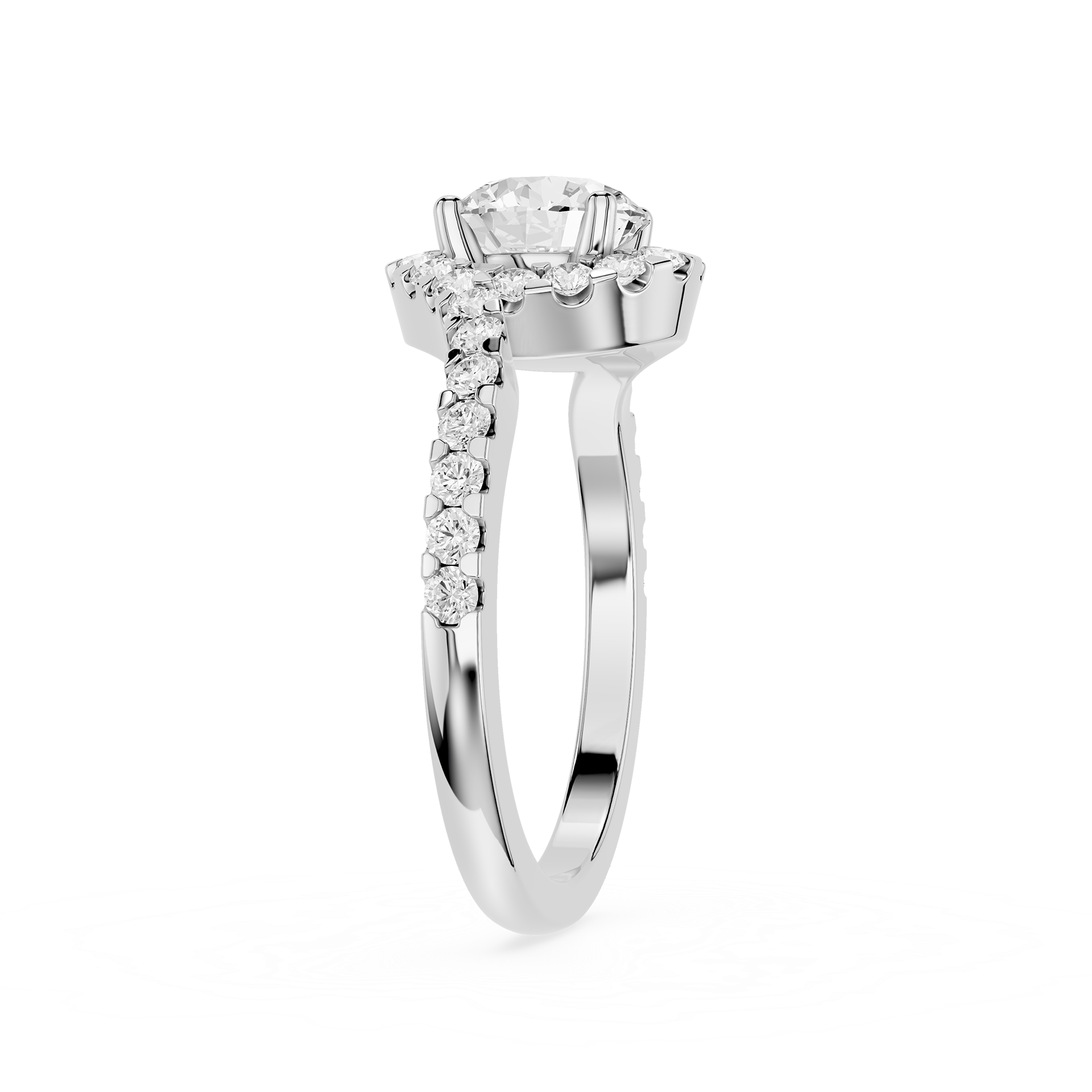 Round Cut Lab Diamond Twisted Halo Engagement Ring