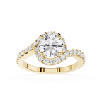 Round Cut Lab Diamond Twisted Halo Engagement Ring