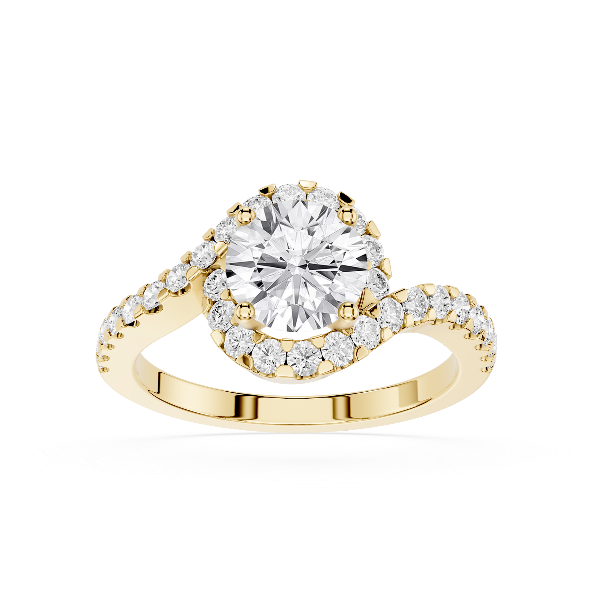 Round Cut Lab Diamond Twisted Halo Engagement Ring