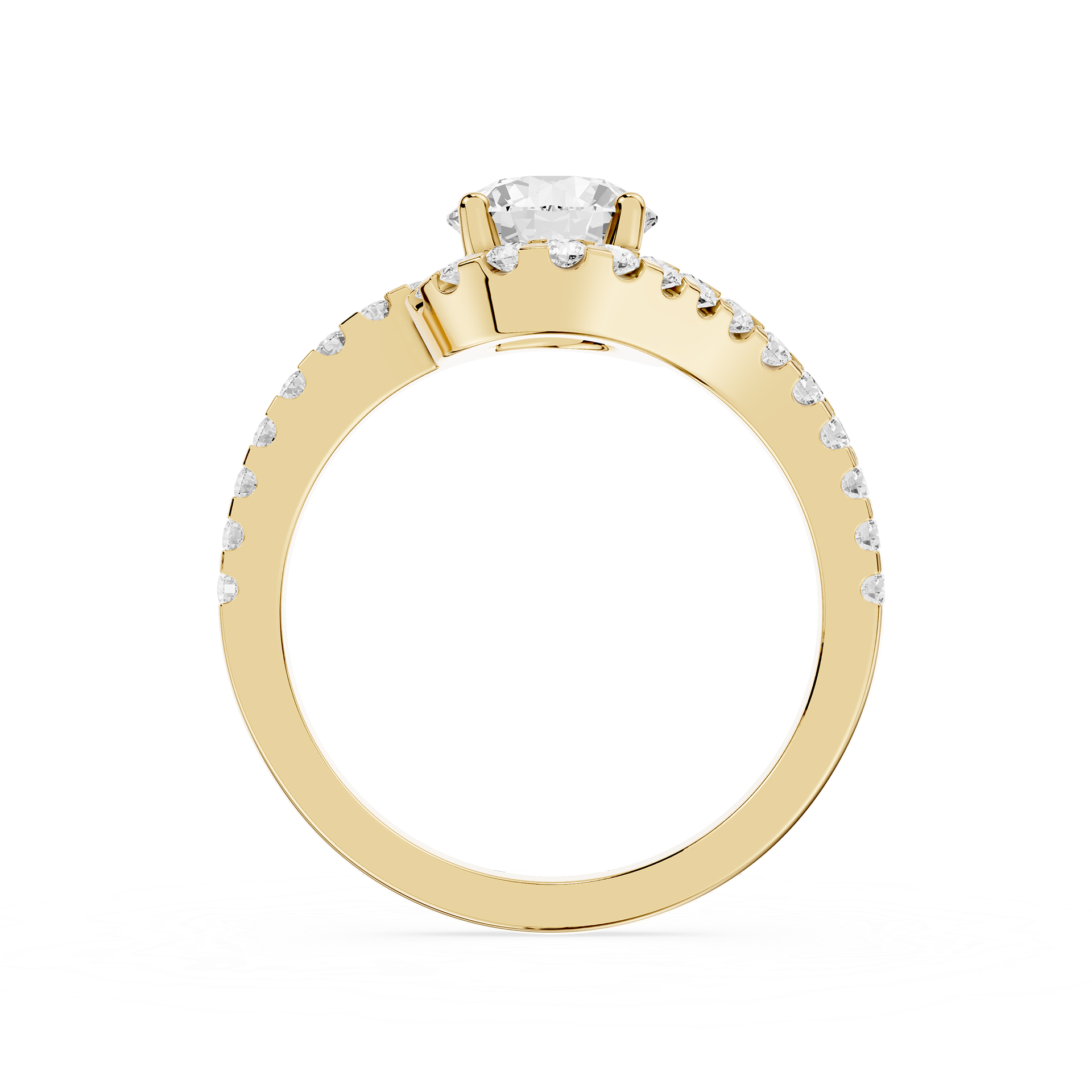 Round Cut Lab Diamond Twisted Halo Engagement Ring