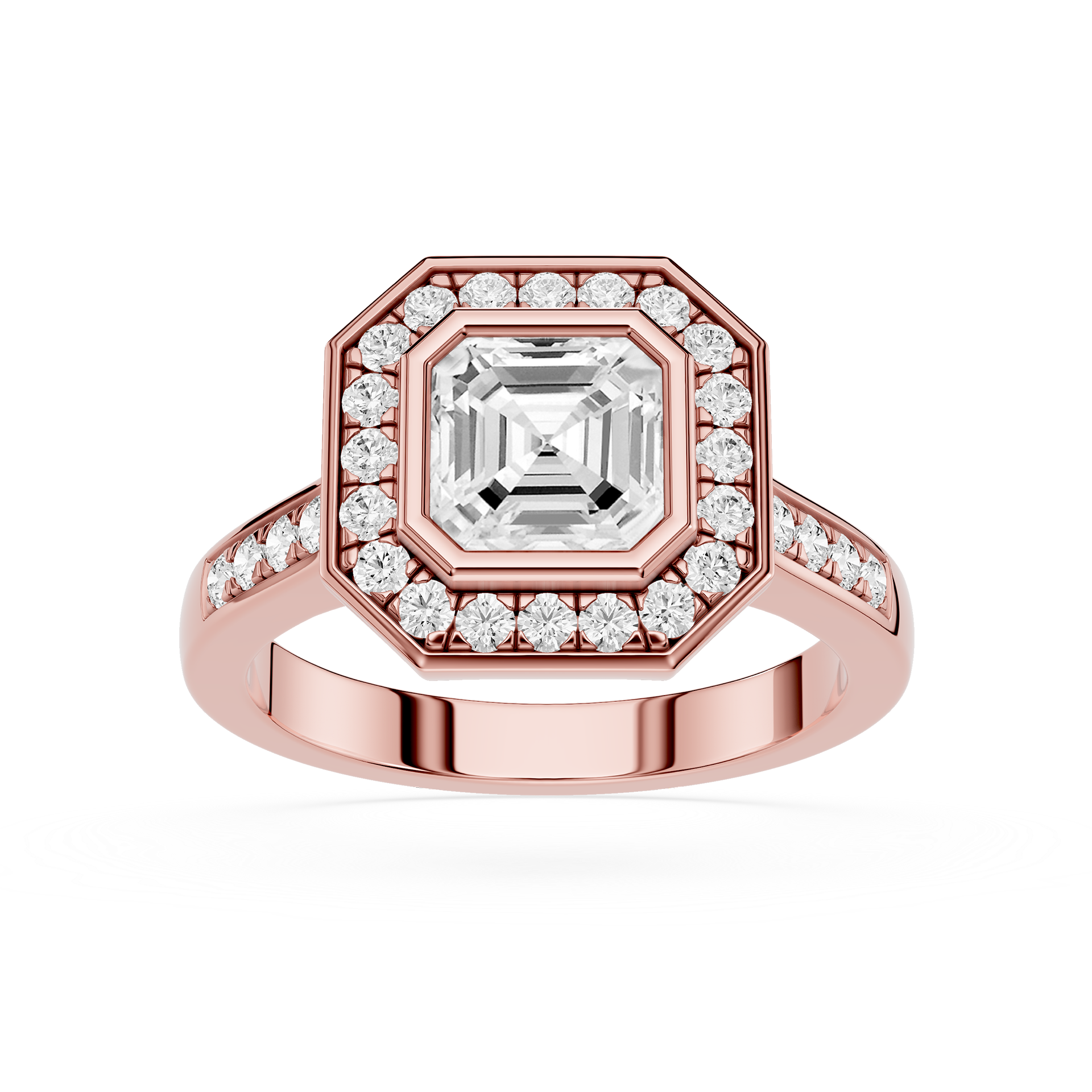 Emerald Cut Lab Diamond Octagon Halo Ring