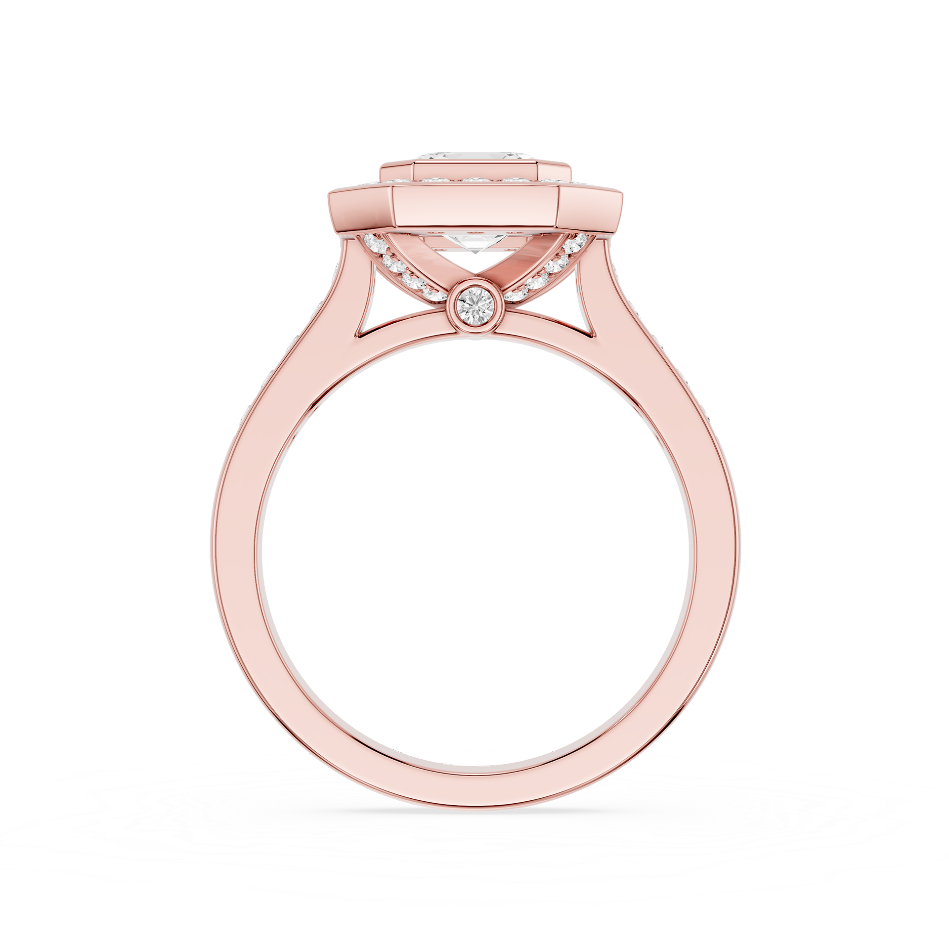 Emerald Cut Lab Diamond Octagon Halo Ring