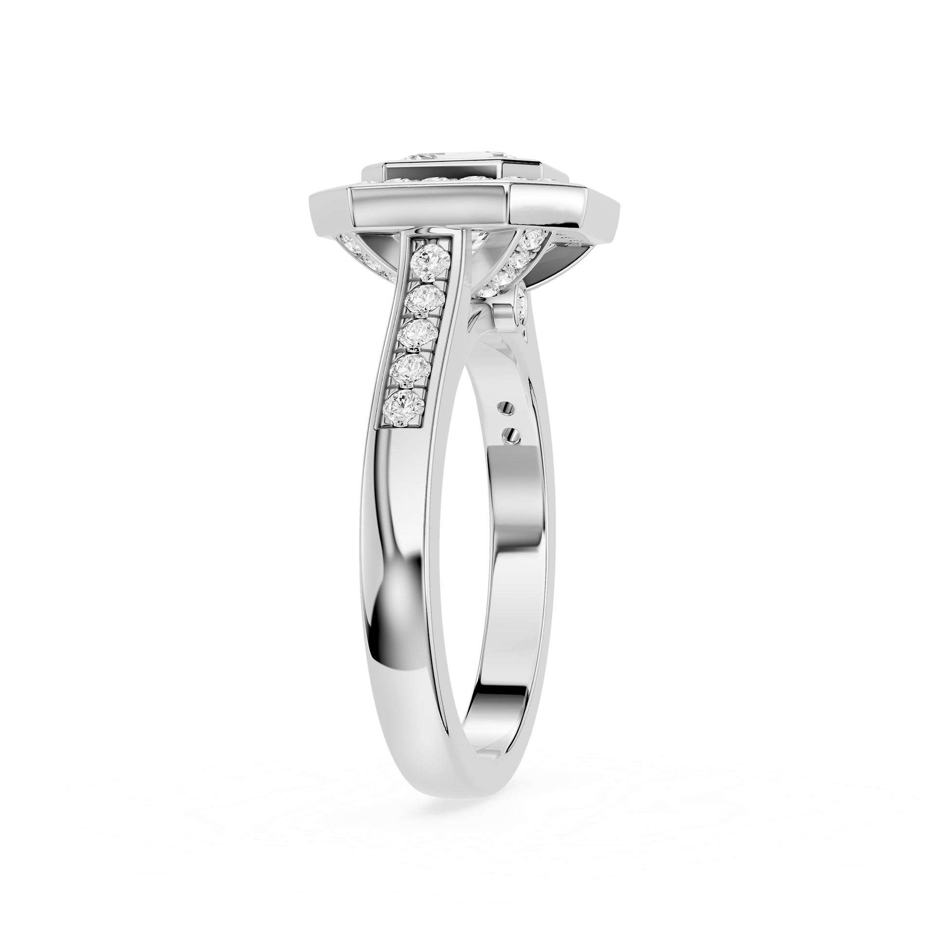 Emerald Cut Lab Diamond Octagon Halo Ring