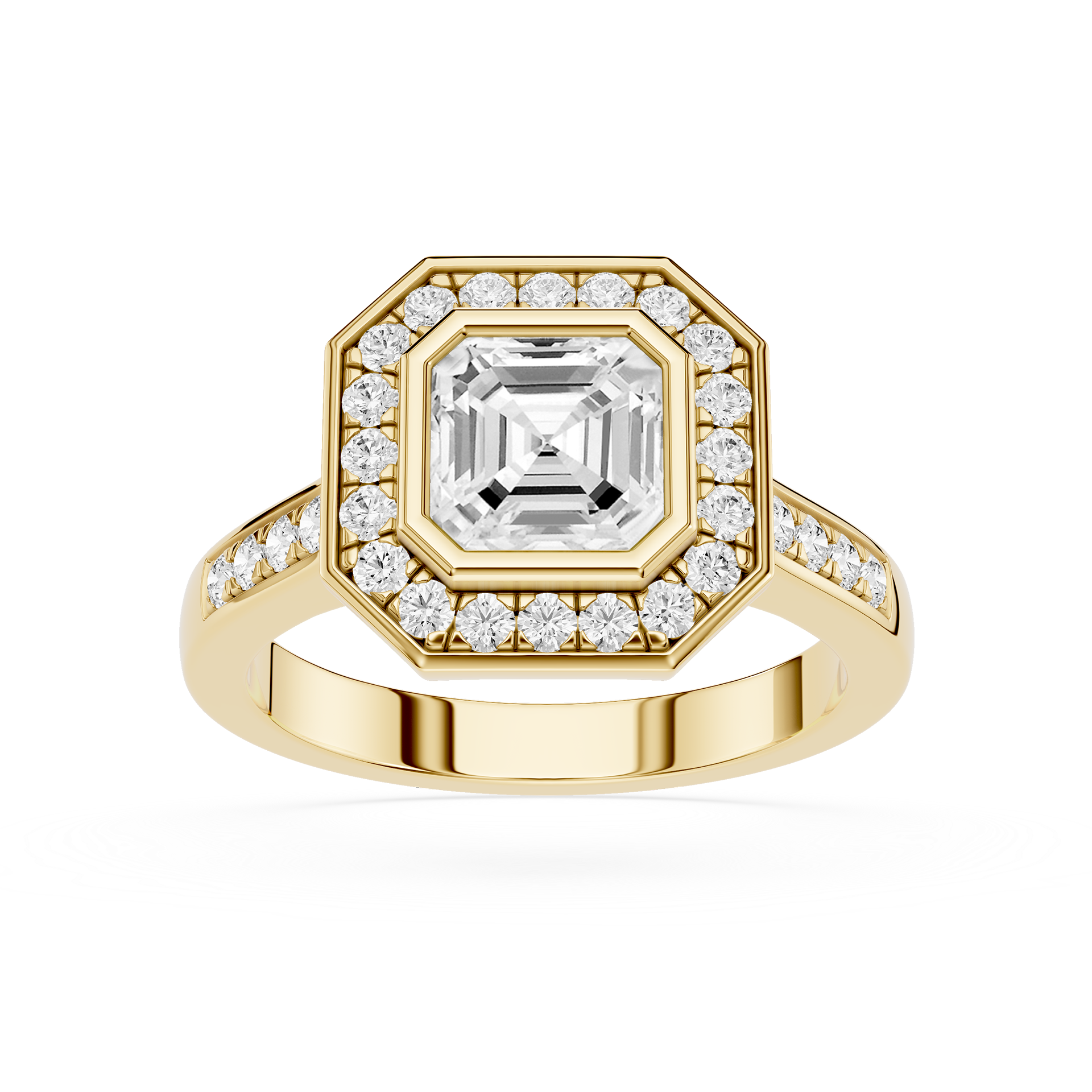 Emerald Cut Lab Diamond Octagon Halo Ring