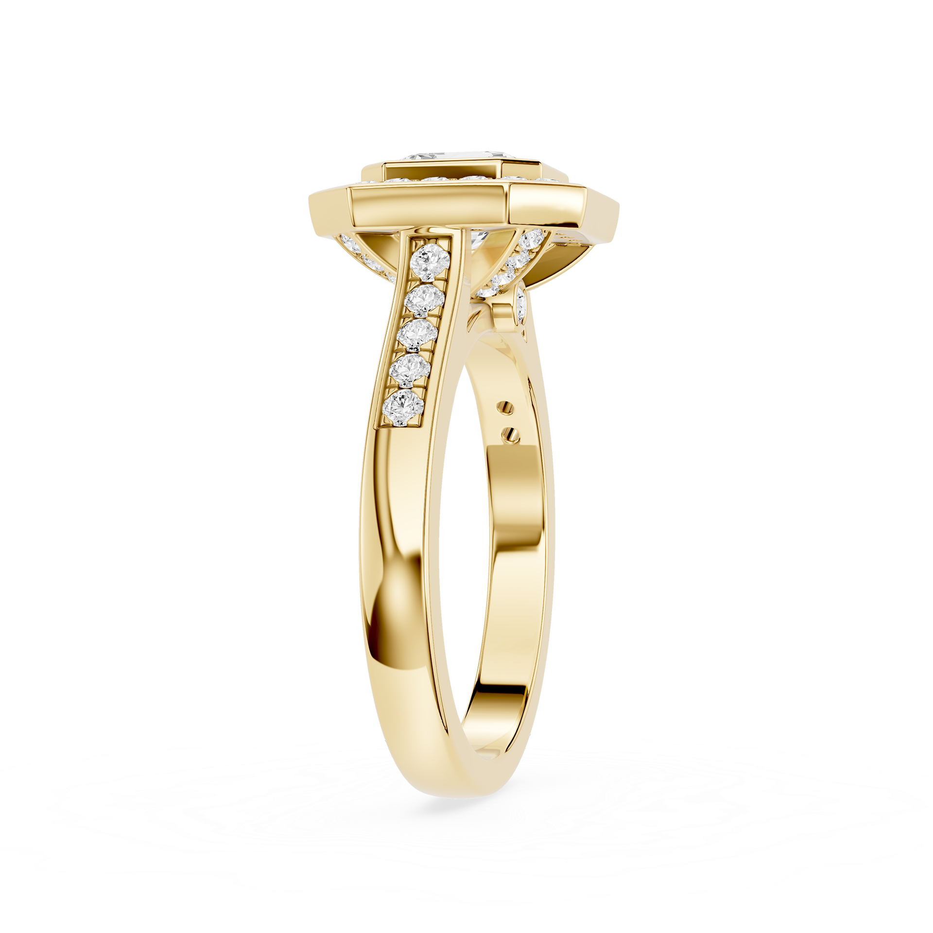 Emerald Cut Lab Diamond Octagon Halo Ring