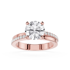 Round Cut Lab Grown Diamond Solitaire Pave Ring