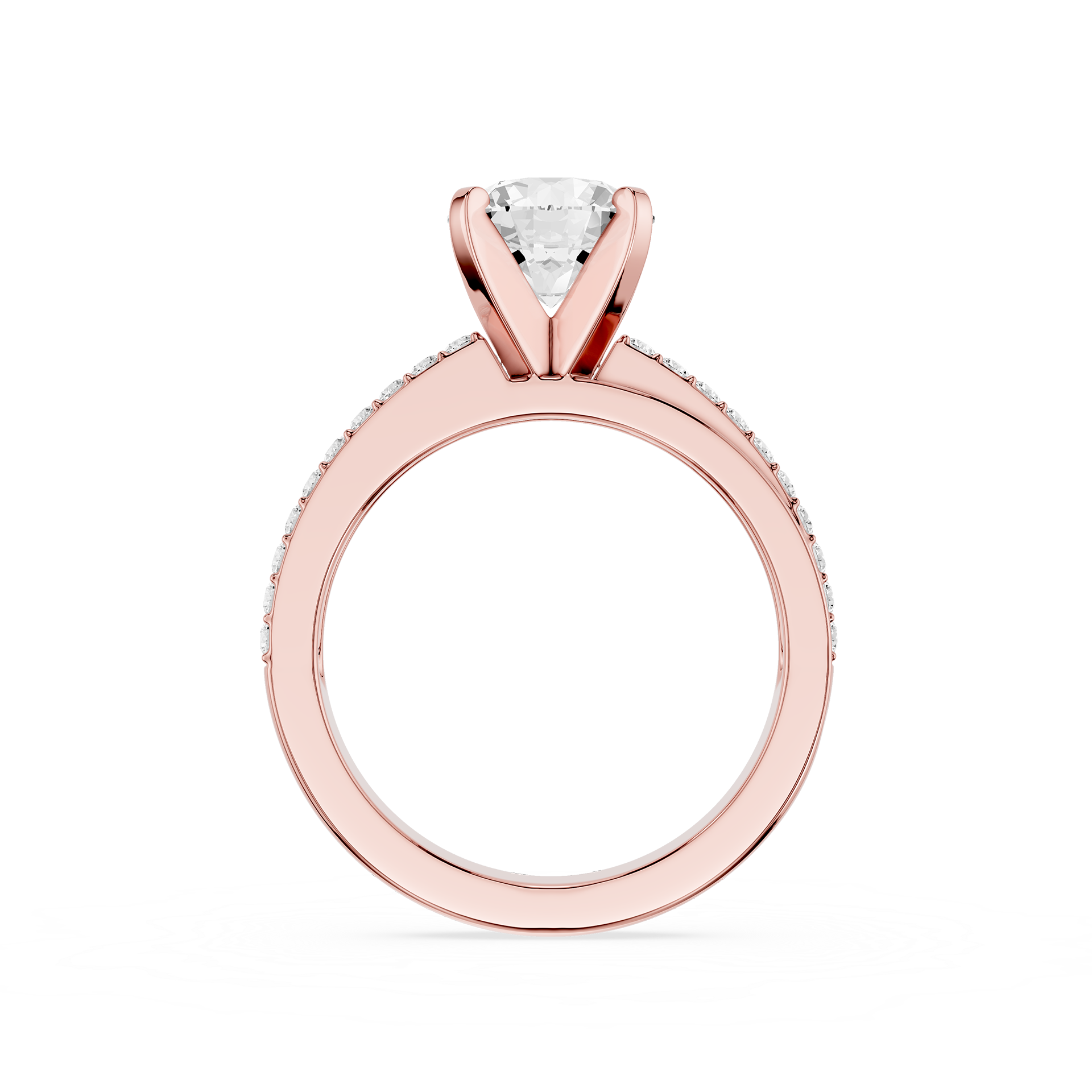 Round Cut Lab Grown Diamond Solitaire Pave Ring