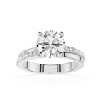 Round Cut Lab Grown Diamond Solitaire Pave Ring