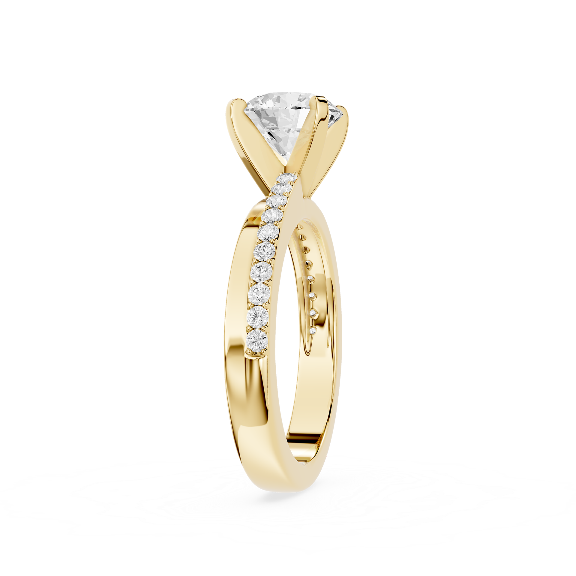 Round Cut Lab Grown Diamond Solitaire Pave Ring