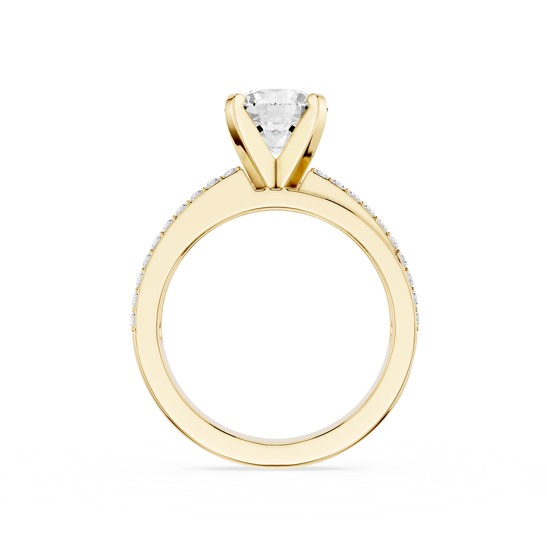 Round Cut Lab Grown Diamond Solitaire Pave Ring