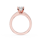 Emerald Cut Lab Grown Diamond Solitaire Pave Ring
