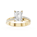 Emerald Cut Lab Grown Diamond Solitaire Pave Ring