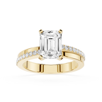 Emerald Cut Lab Grown Diamond Solitaire Pave Ring
