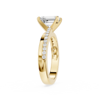 Emerald Cut Lab Grown Diamond Solitaire Pave Ring