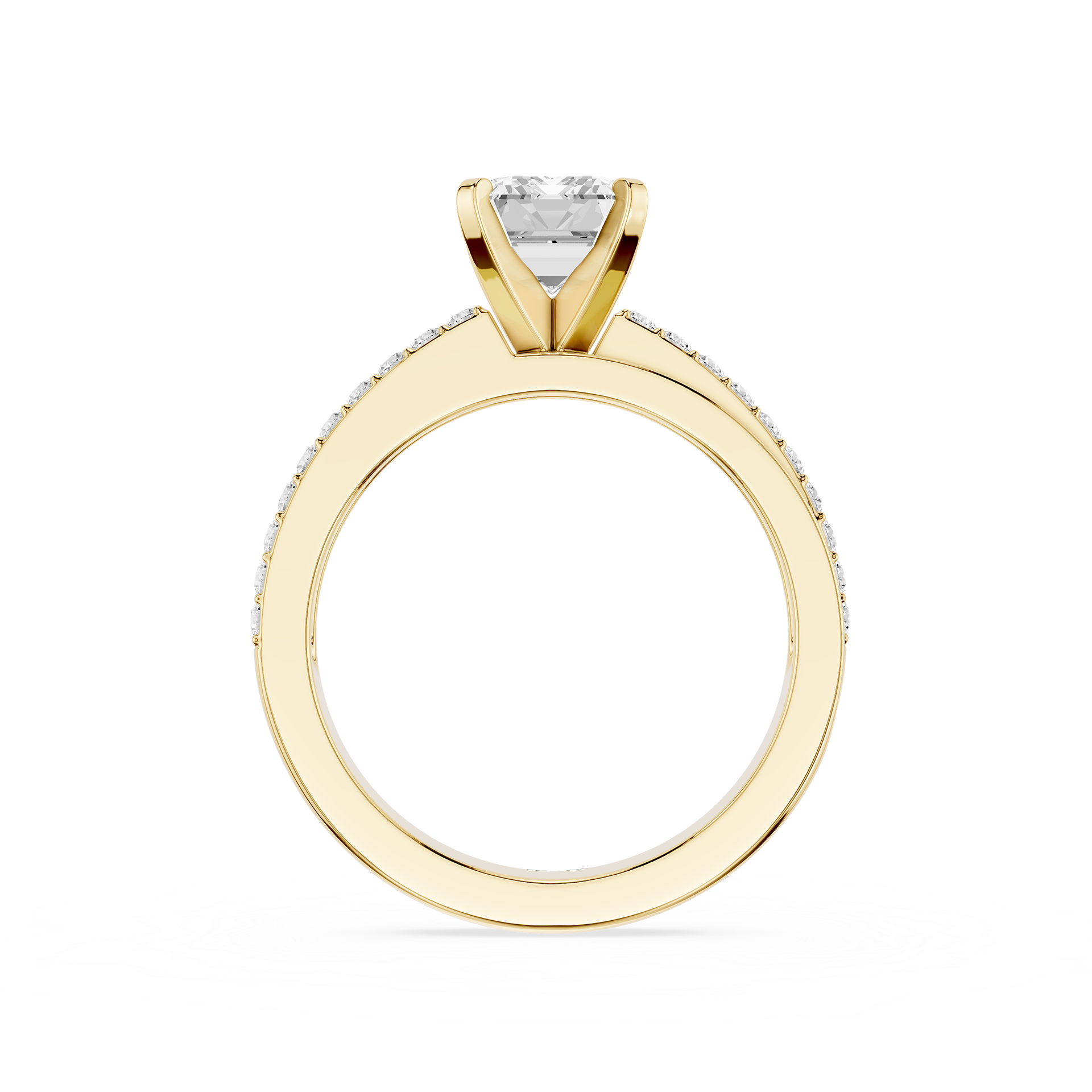 Emerald Cut Lab Grown Diamond Solitaire Pave Ring