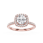 Round Cut Lab Grown Diamond Cushion Halo Ring