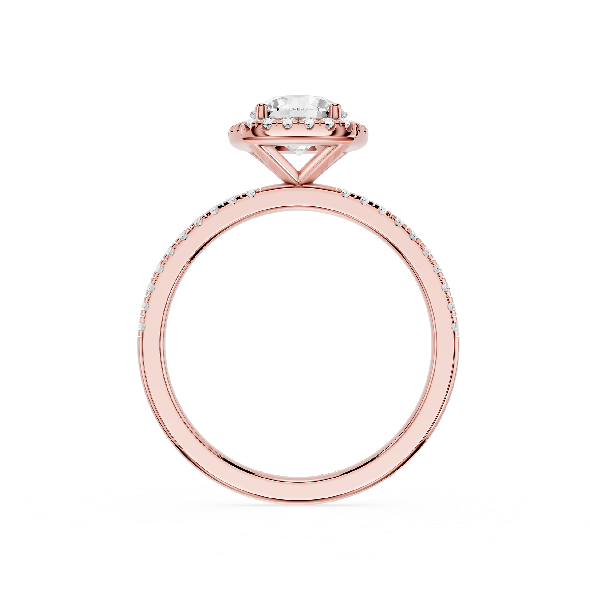 Round Cut Lab Grown Diamond Cushion Halo Ring