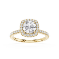 Round Cut Lab Grown Diamond Cushion Halo Ring
