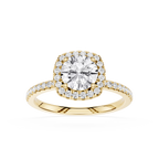 Round Cut Lab Grown Diamond Cushion Halo Ring