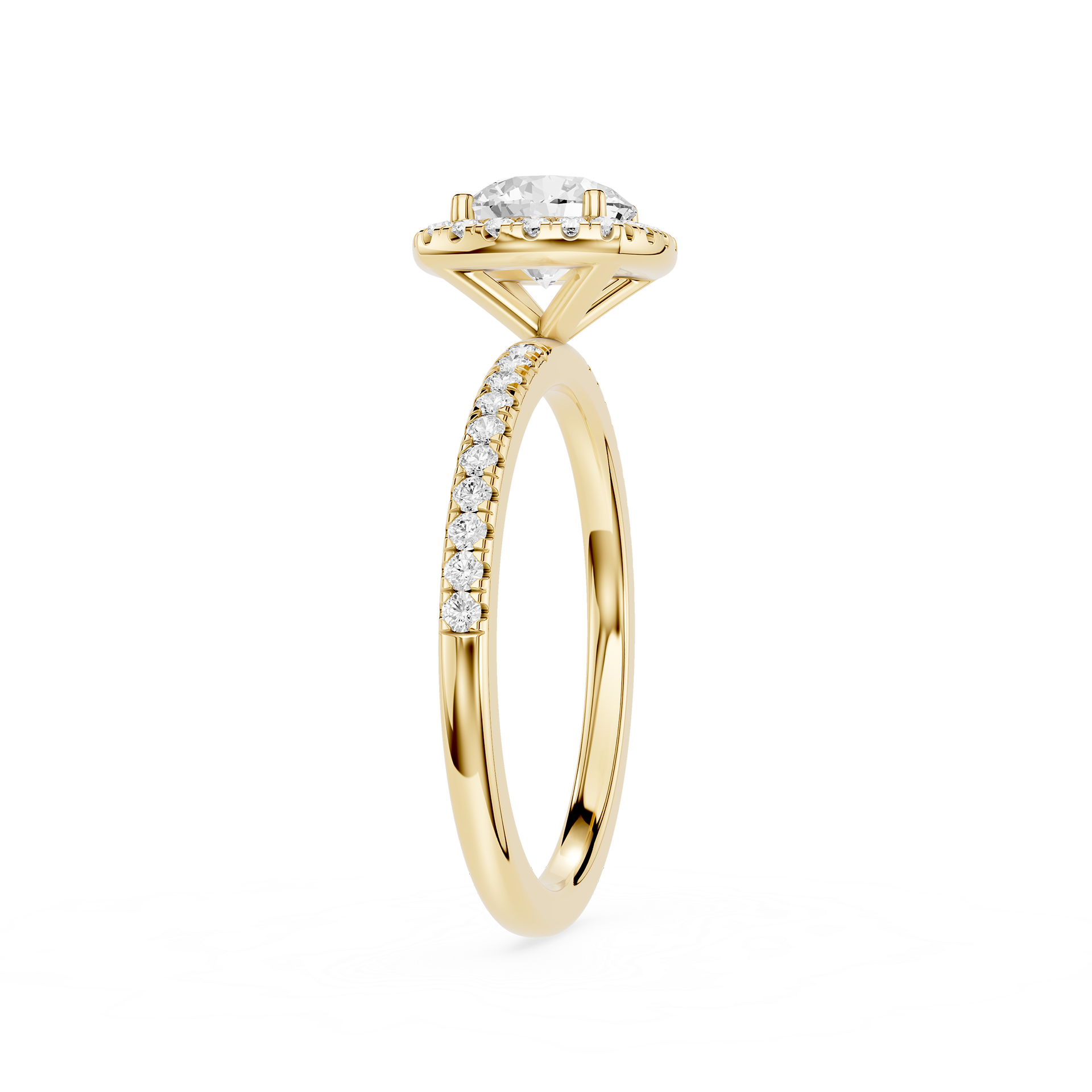 Round Cut Lab Grown Diamond Cushion Halo Ring
