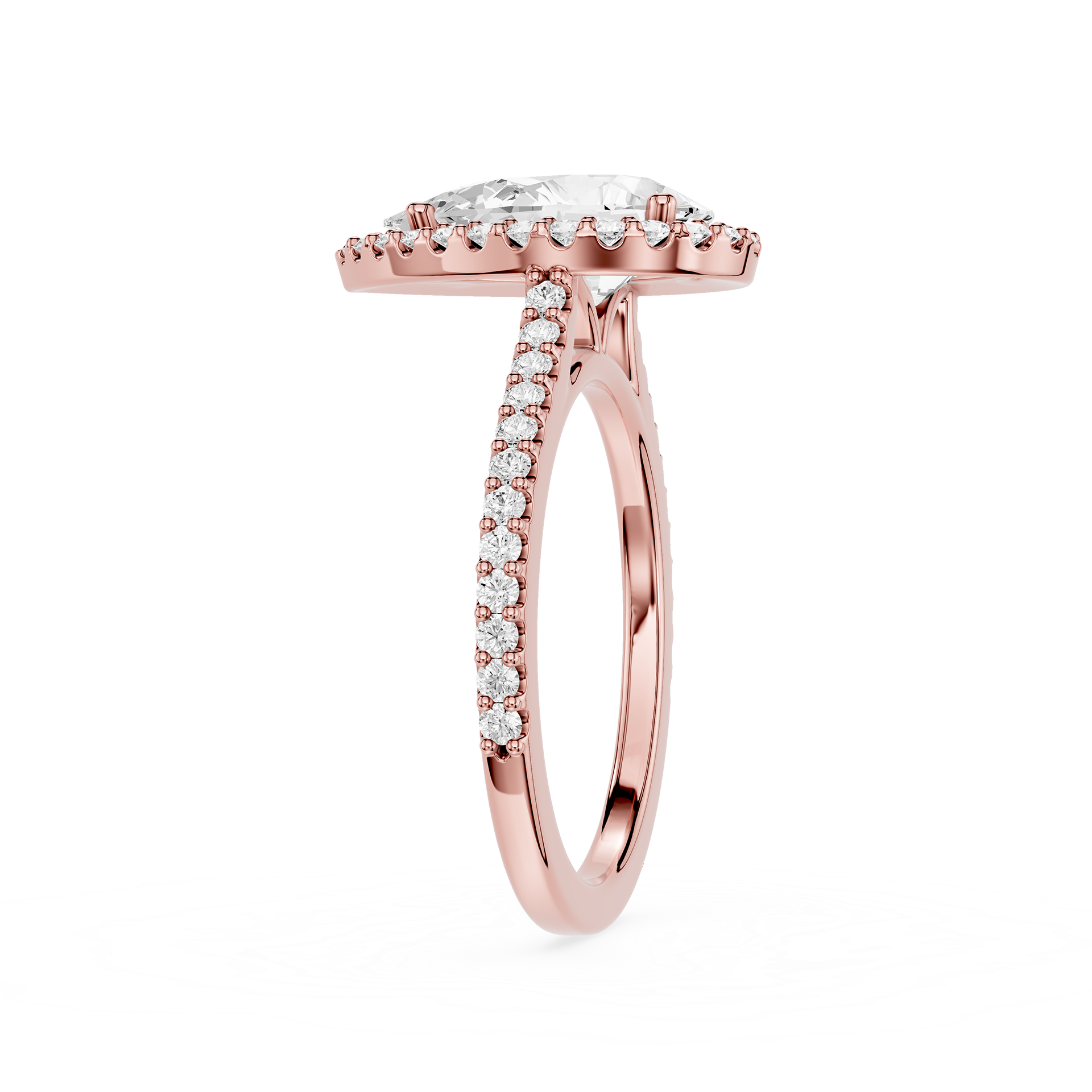 Pear Cut Lab Grown Diamond Halo Engagement Ring