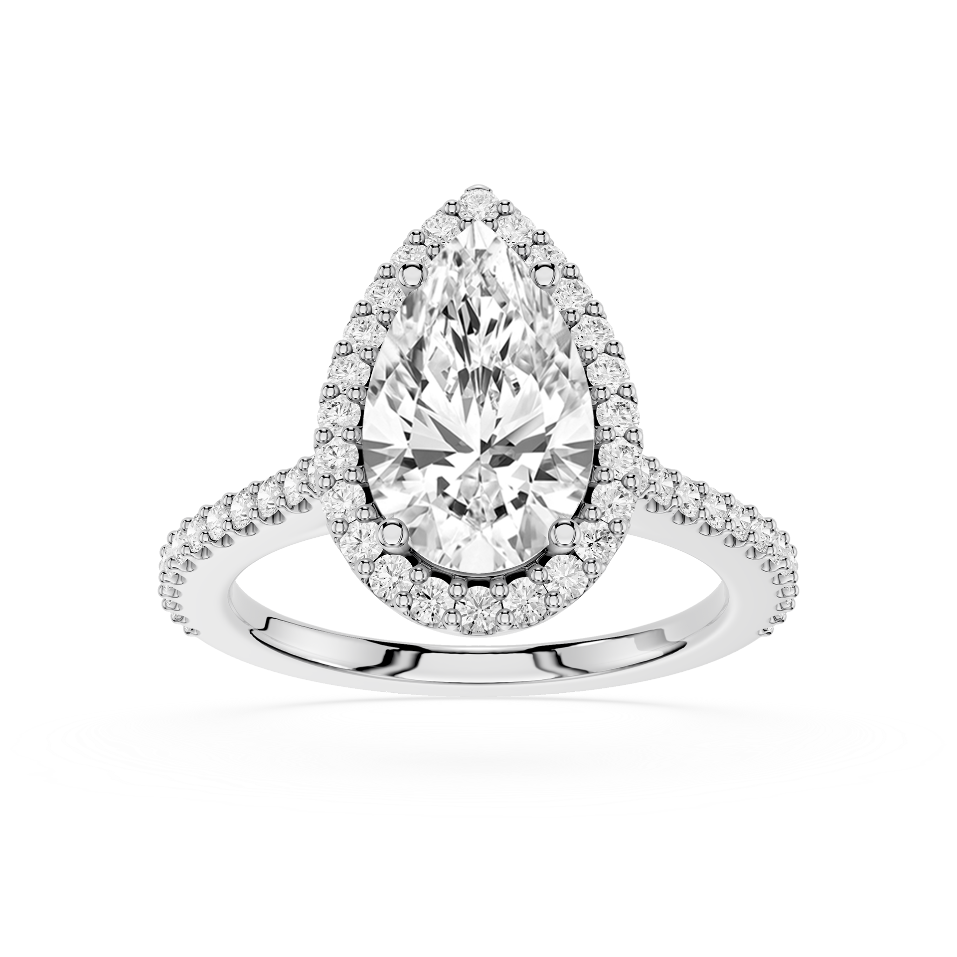 Pear Cut Lab Grown Diamond Halo Engagement Ring