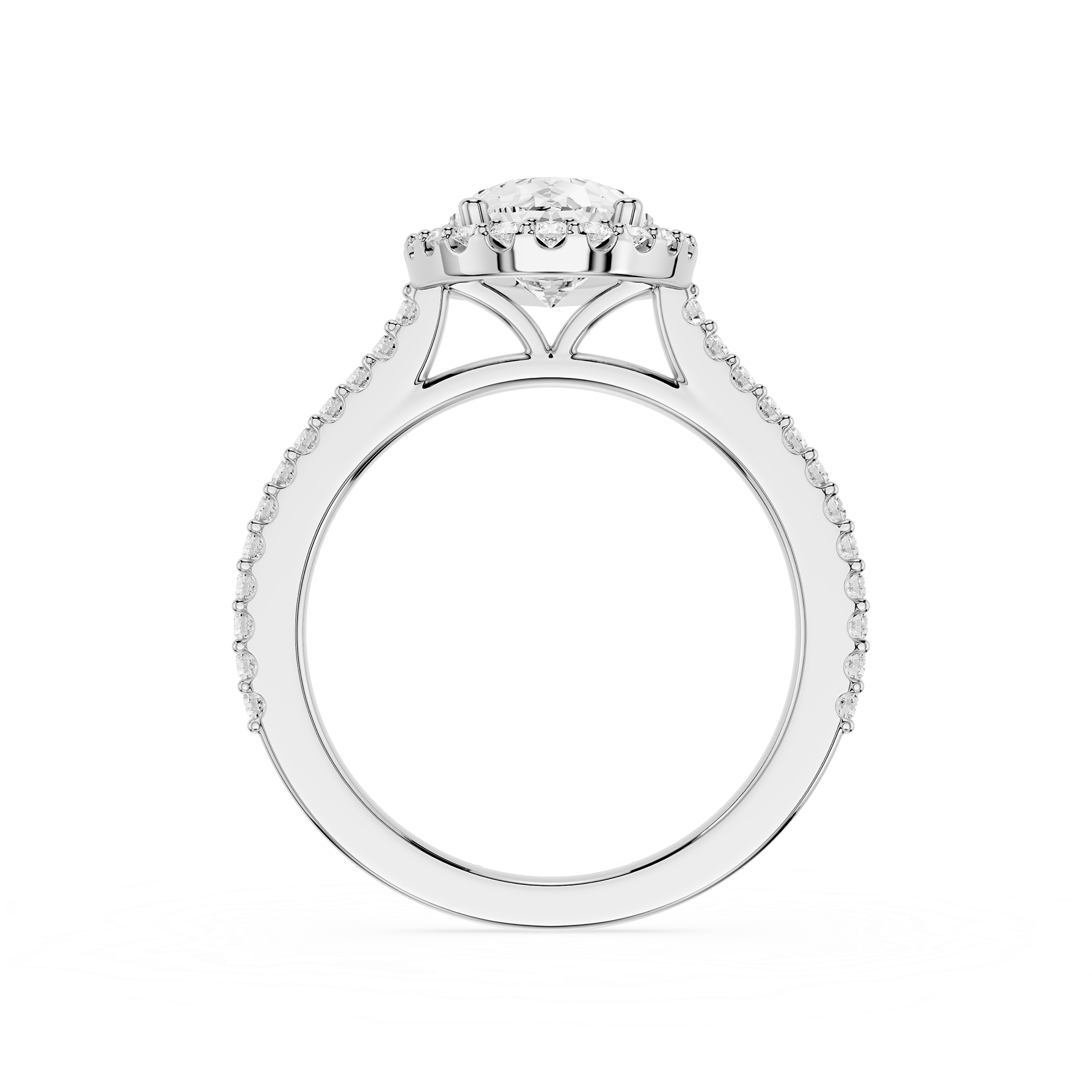Pear Cut Lab Grown Diamond Halo Engagement Ring