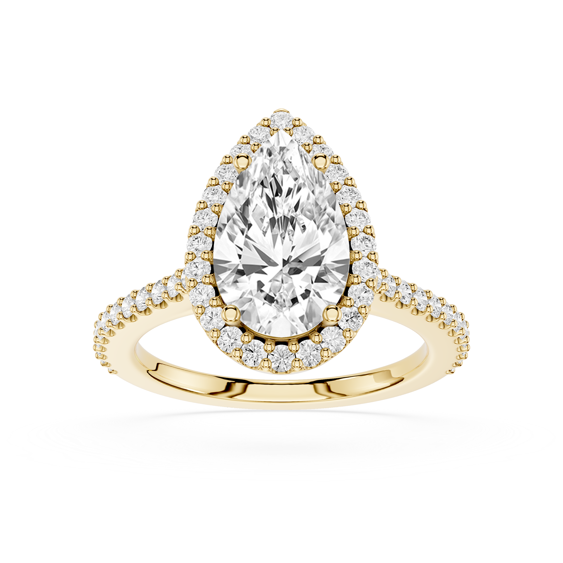 Pear Cut Lab Grown Diamond Halo Engagement Ring