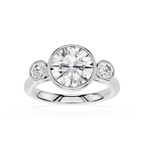 Round Lab Diamond Bezel Three Stone Ring