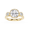 Round Lab Diamond Bezel Three Stone Ring