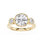 Round Lab Diamond Bezel Three Stone Ring