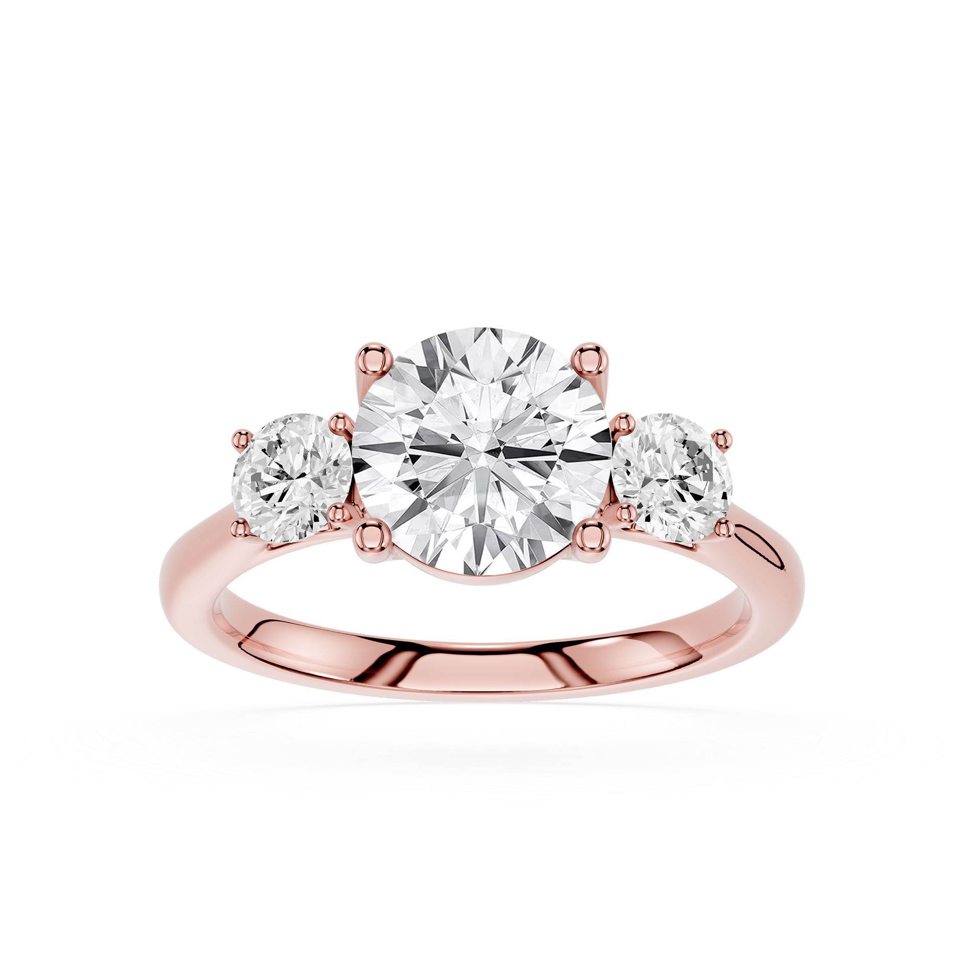 Round Three Stone Lab Grown Diamond Engagement Ring