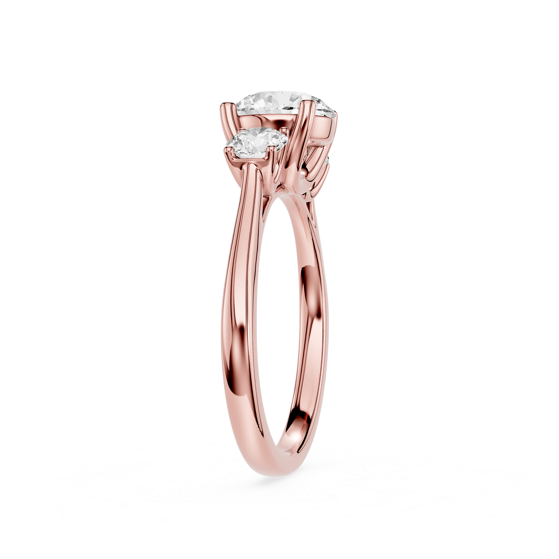 Round Three Stone Lab Grown Diamond Engagement Ring