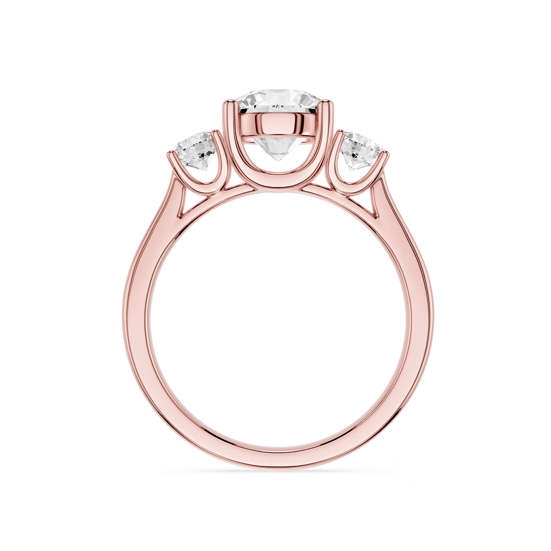 Round Three Stone Lab Grown Diamond Engagement Ring