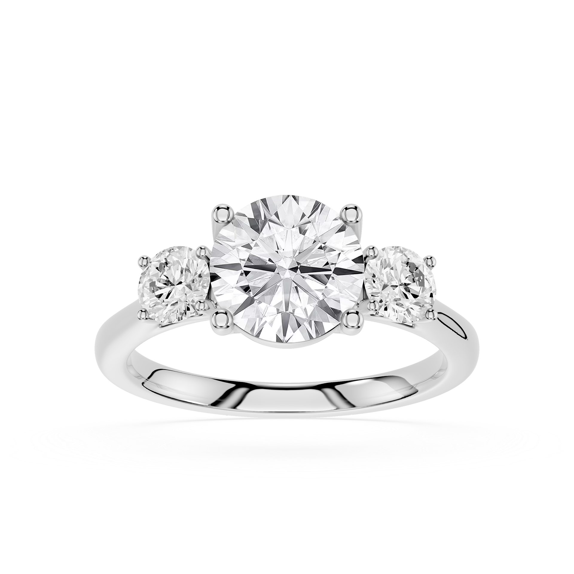 Round Three Stone Lab Grown Diamond Engagement Ring