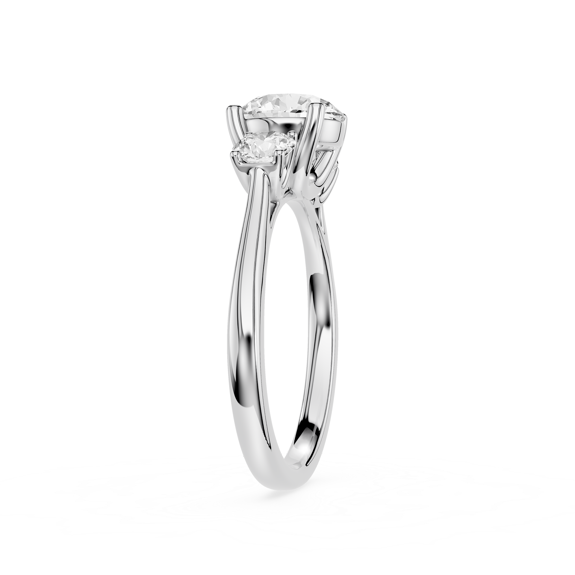 Round Three Stone Lab Grown Diamond Engagement Ring