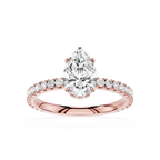 Pear Cut Lab Grown Diamond Hidden Halo Engagement Ring