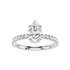 Pear Cut Lab Grown Diamond Hidden Halo Engagement Ring