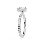 Pear Cut Lab Grown Diamond Hidden Halo Engagement Ring