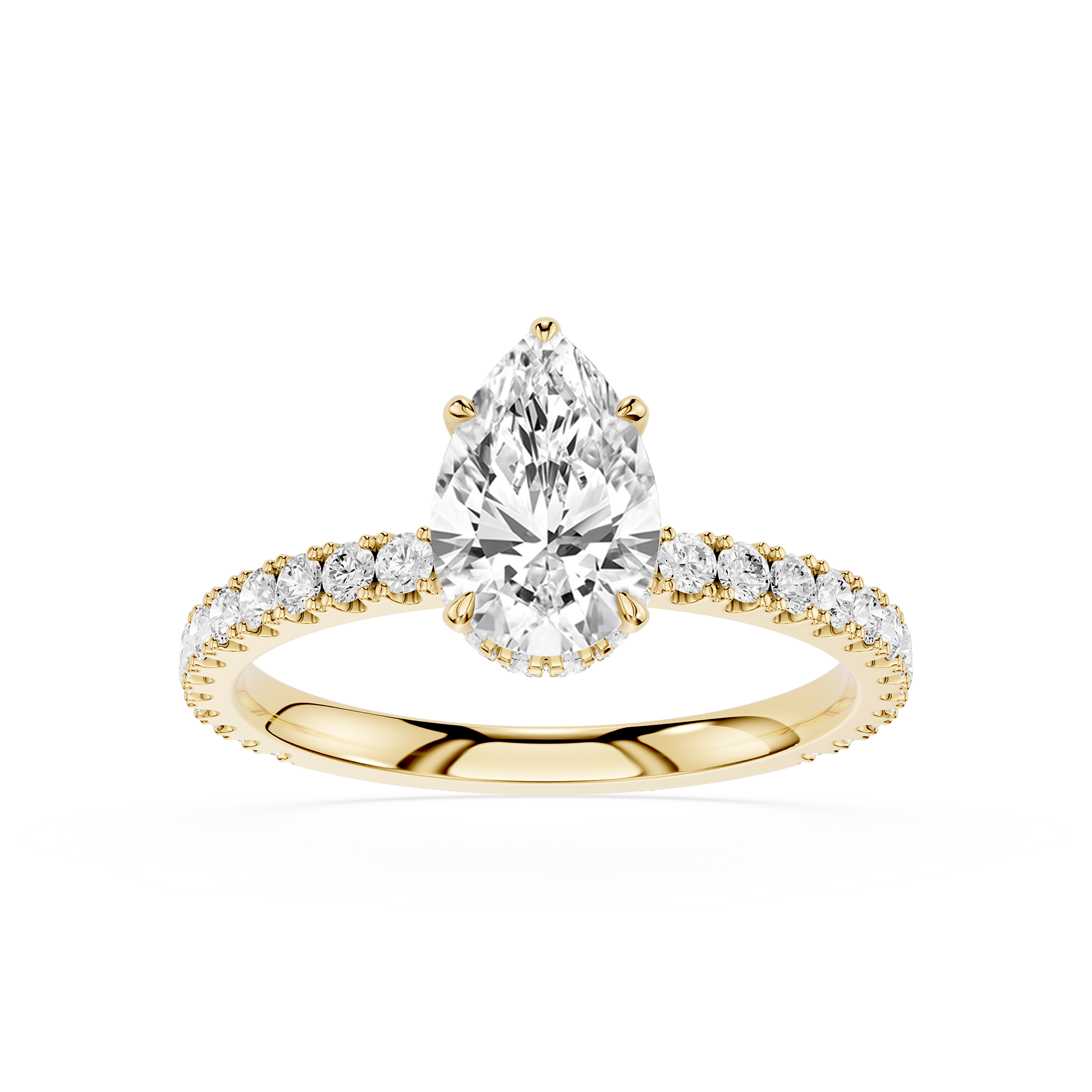 Pear Cut Lab Grown Diamond Hidden Halo Engagement Ring